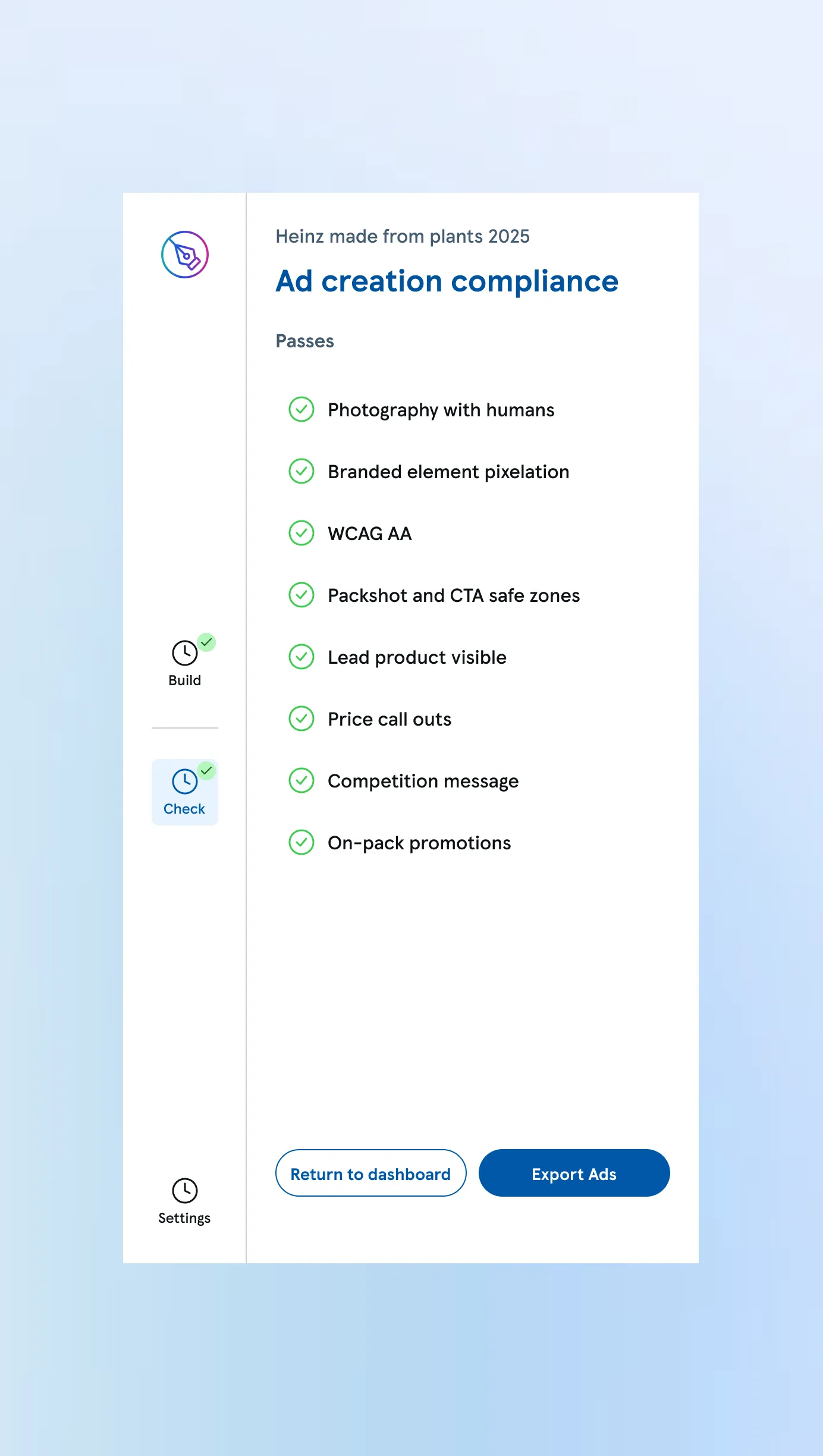 Tesco Retail Media ad builder compliance sidebar